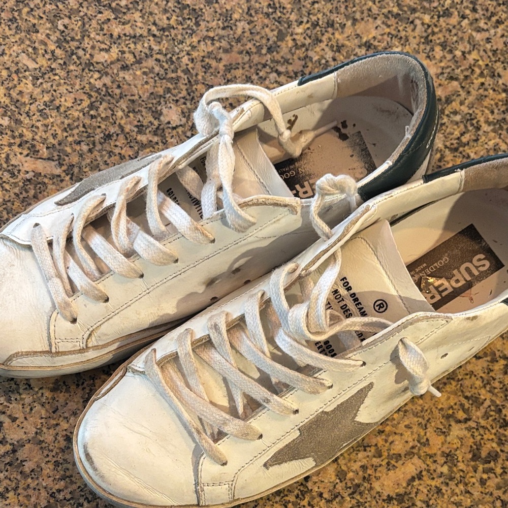 Golden Goose White and Gray Sneakers
